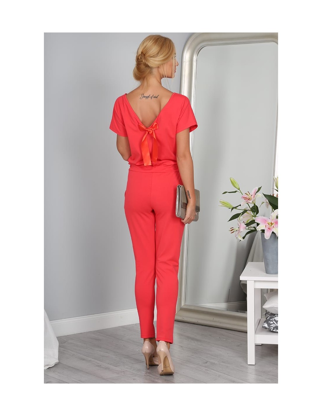 Coral jumpsuit with bow 2950 - Online store - Boutique